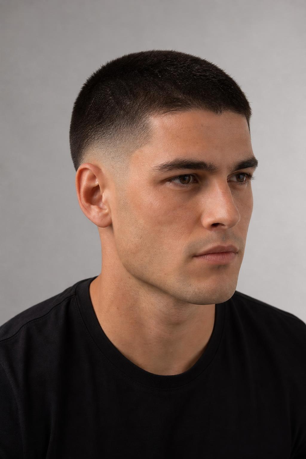 Buzz Taper with a Curved Burst Fade Around the Ear