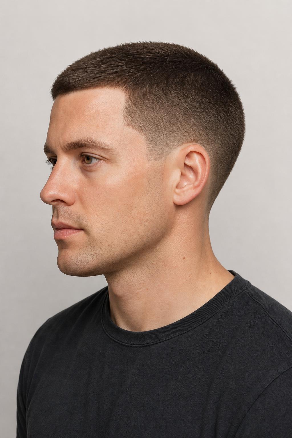 Drop Taper Buzz Cut Contoured Behind the Ear