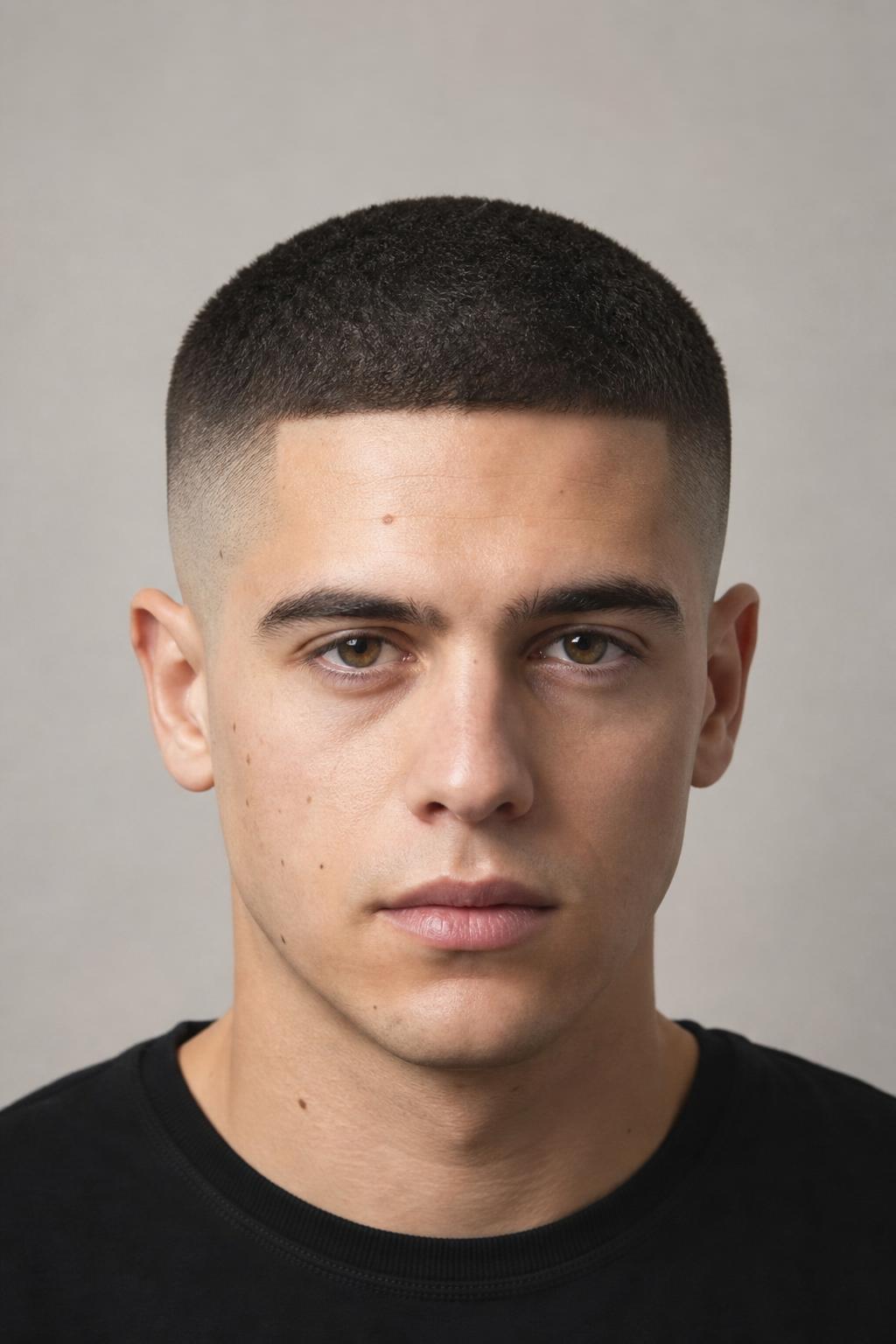 High Taper Buzz Cut with Sharp Contrast on the Top