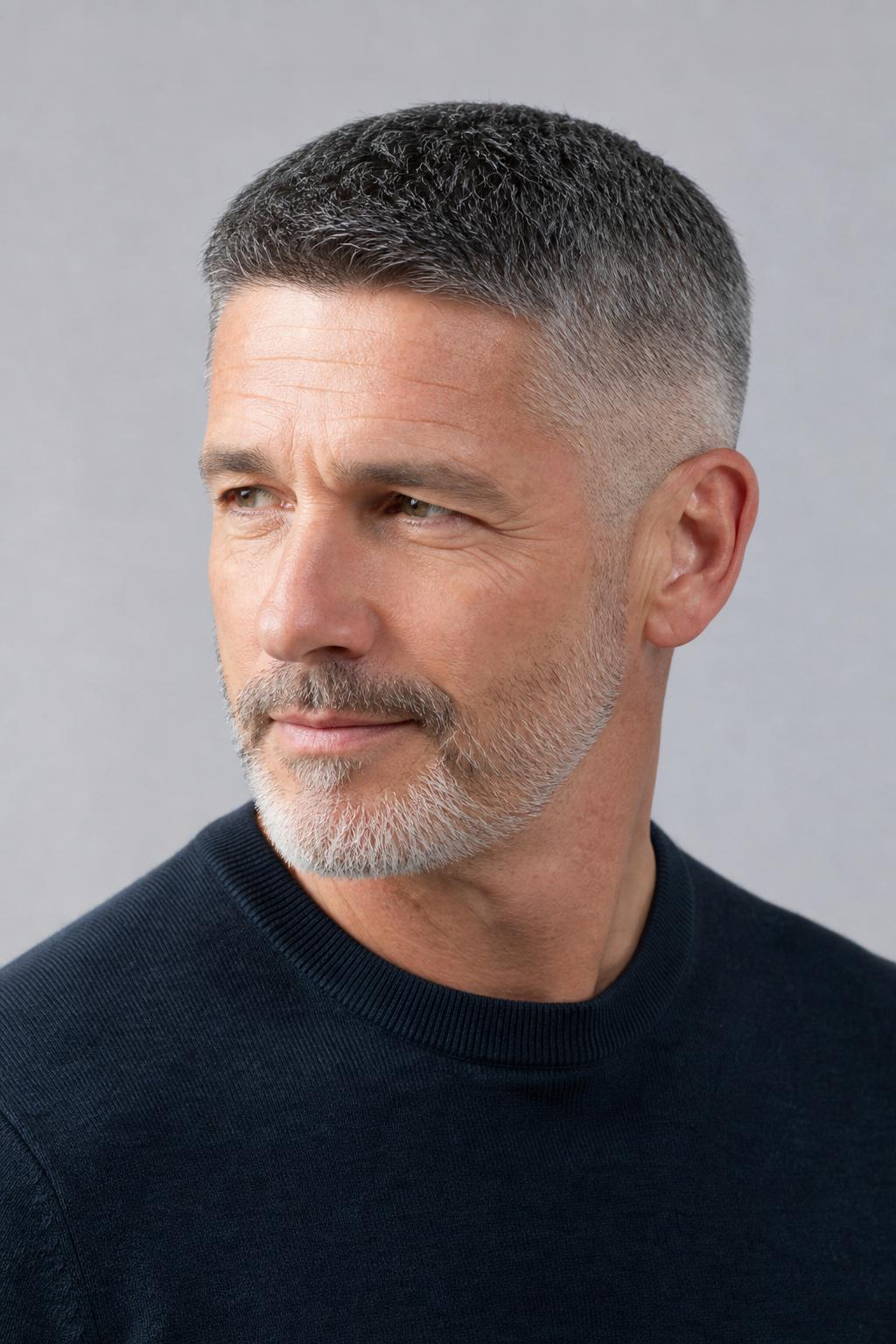 Buzz Taper on Salt-and-Pepper Gray Hair