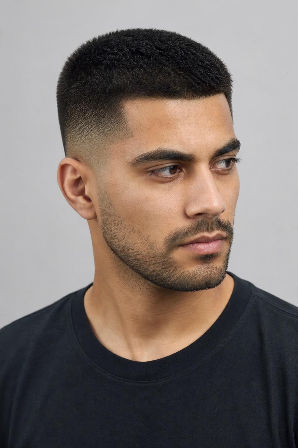 Buzz Taper on Straight Thick Hair with a Dense Even Top
