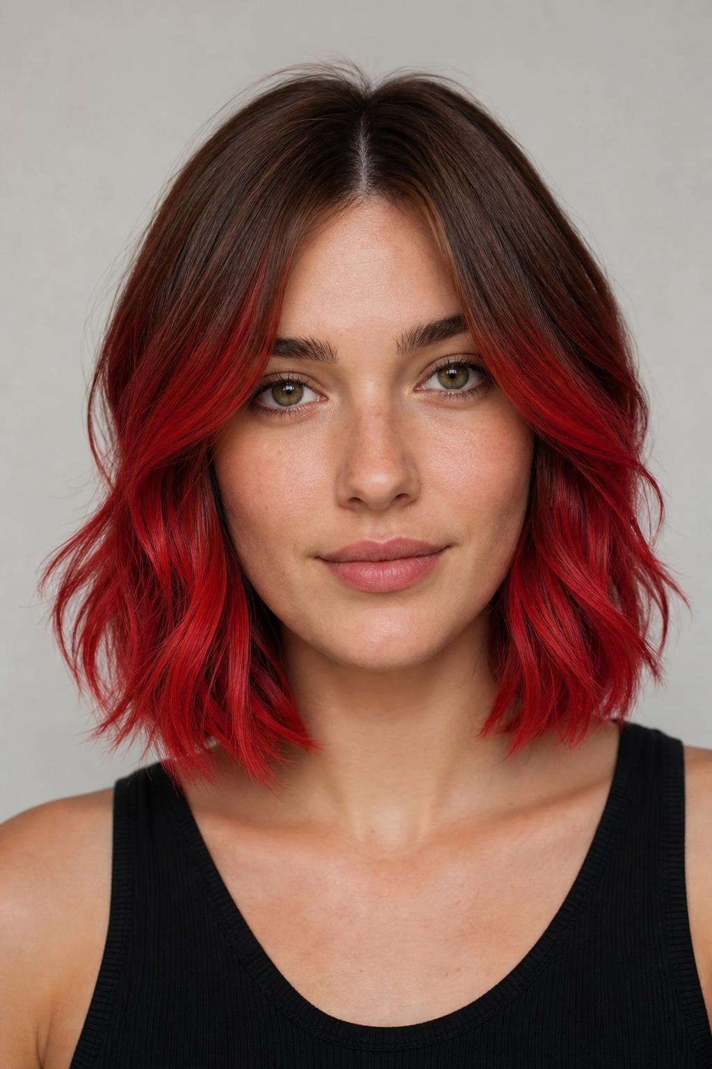 Vivid Bright Cherry Melt on a Lighter Brown Base
