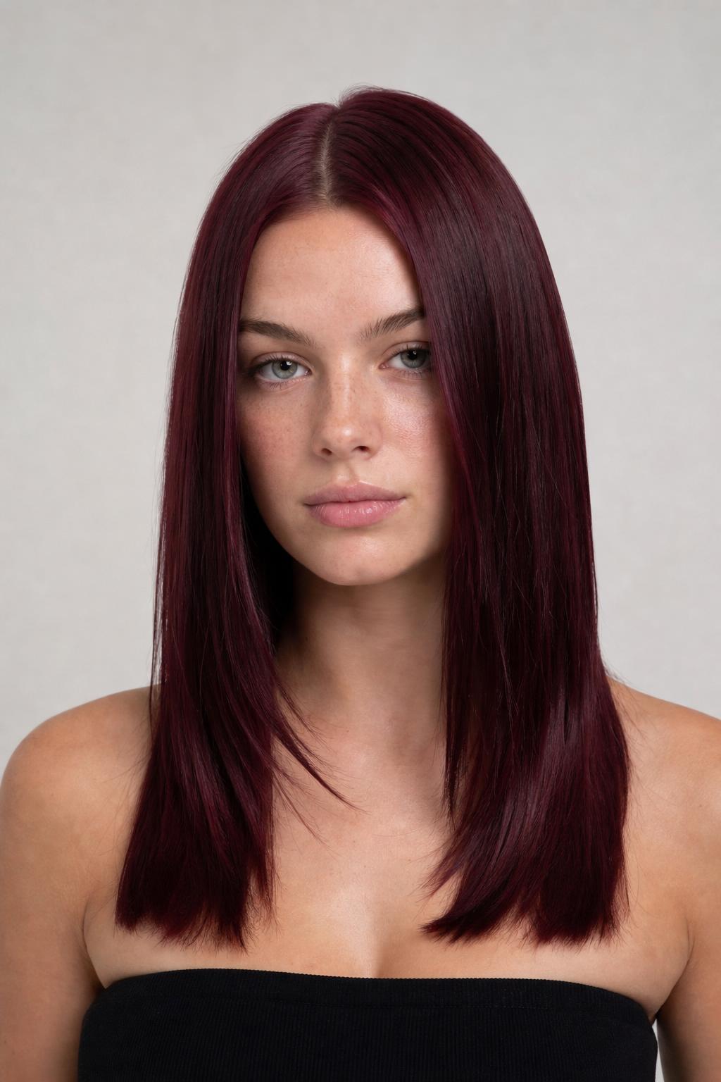 Cool Violet-Based Maroon Cherry Hair Flattering Fair Skin