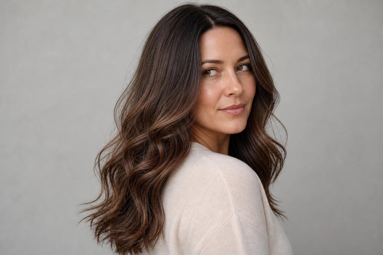 Brunette Color Melt from Espresso Roots Through Mocha to Cocoa Ends