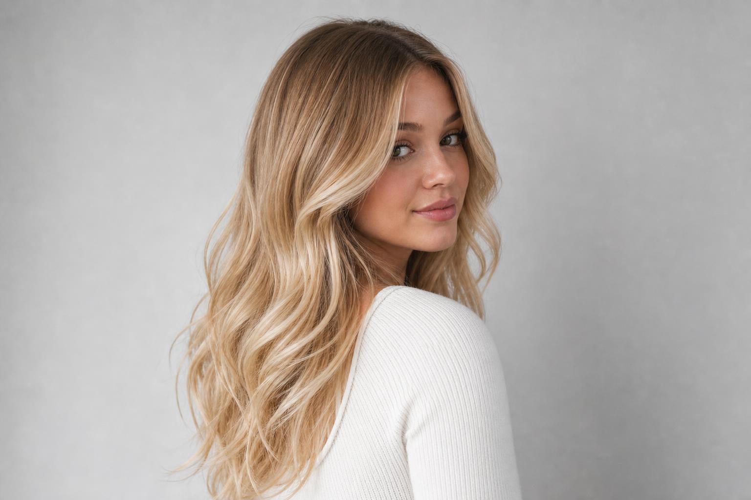 Blonde Color Melt from Honey Roots Through Beige to Champagne Ends