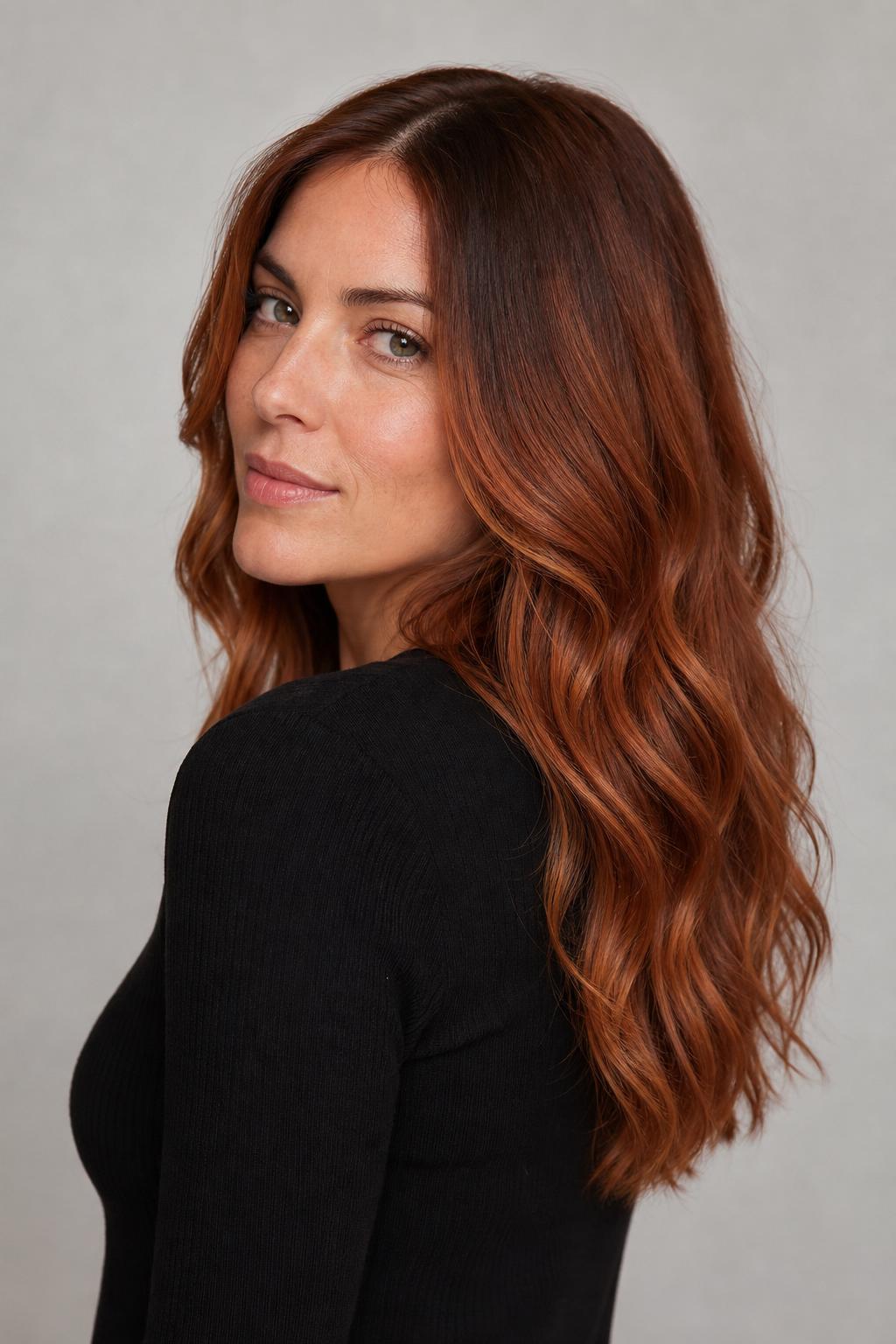 Cowboy Copper Auburn Melt Blending Red-Brown Roots into Copper Ends