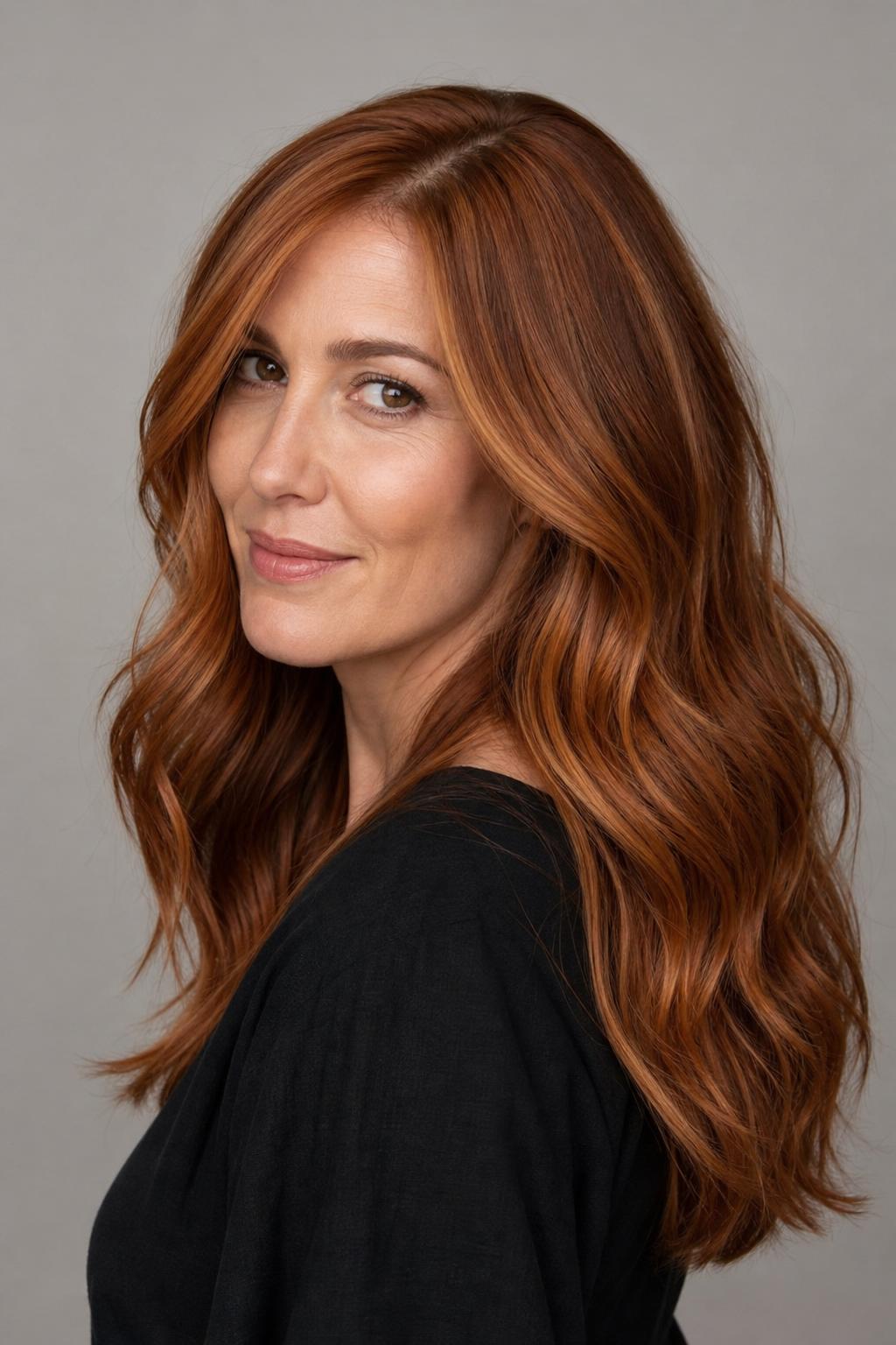 Cowboy Copper with Woven Caramel Lowlights for Warm Depth