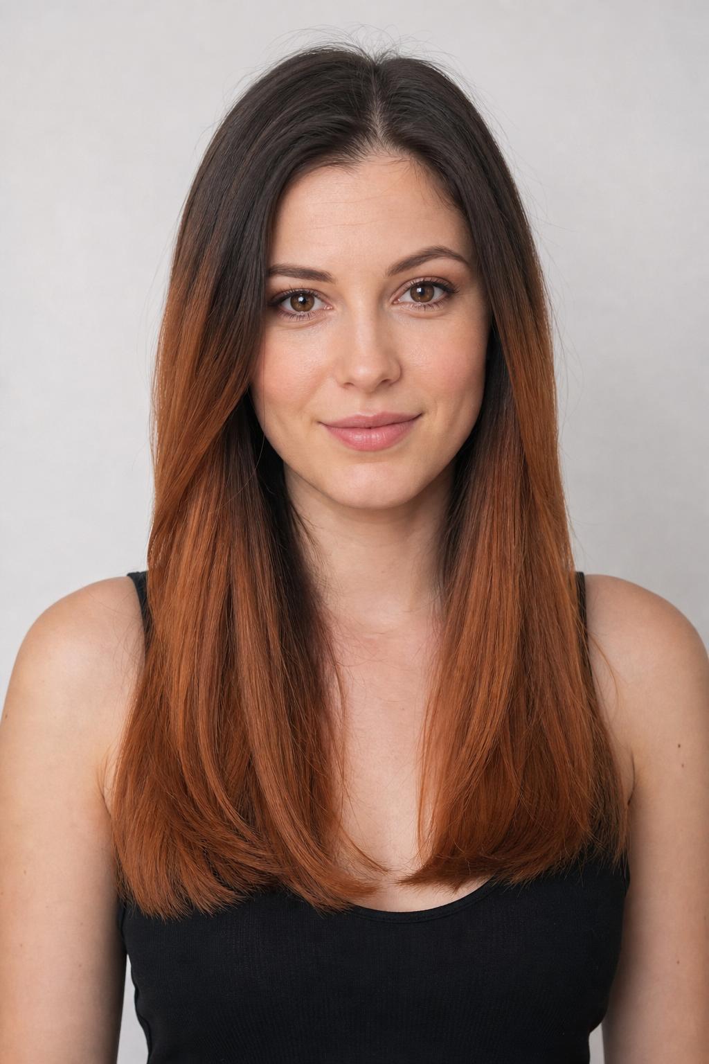 Copper Ombre Blending a Dark Rooted Base into Copper Ends