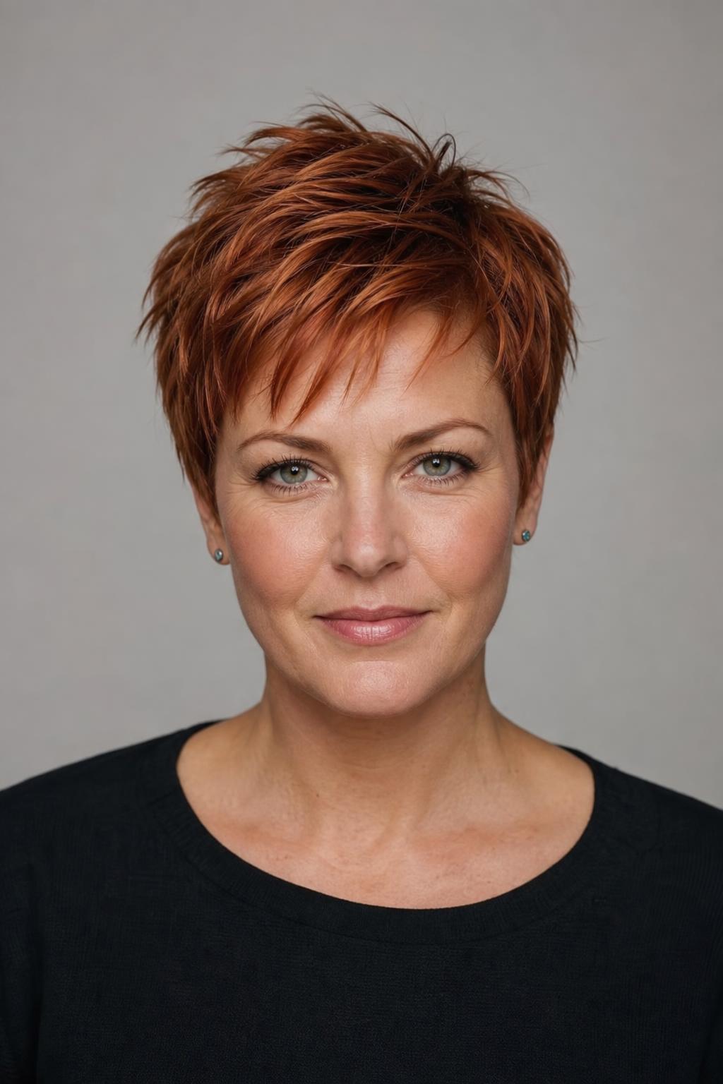 Cowboy Copper Pixie Cut with Textured Warm Styling
