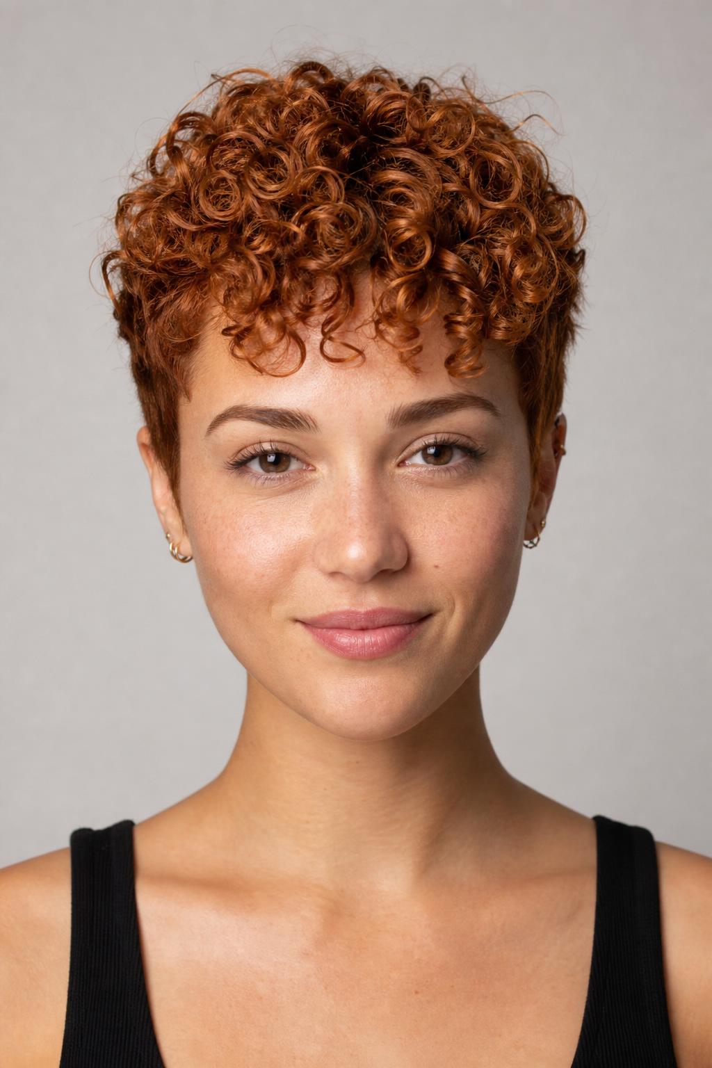 Copper 3B Curly Pixie with Warm Tone Defining Springy Ringlets