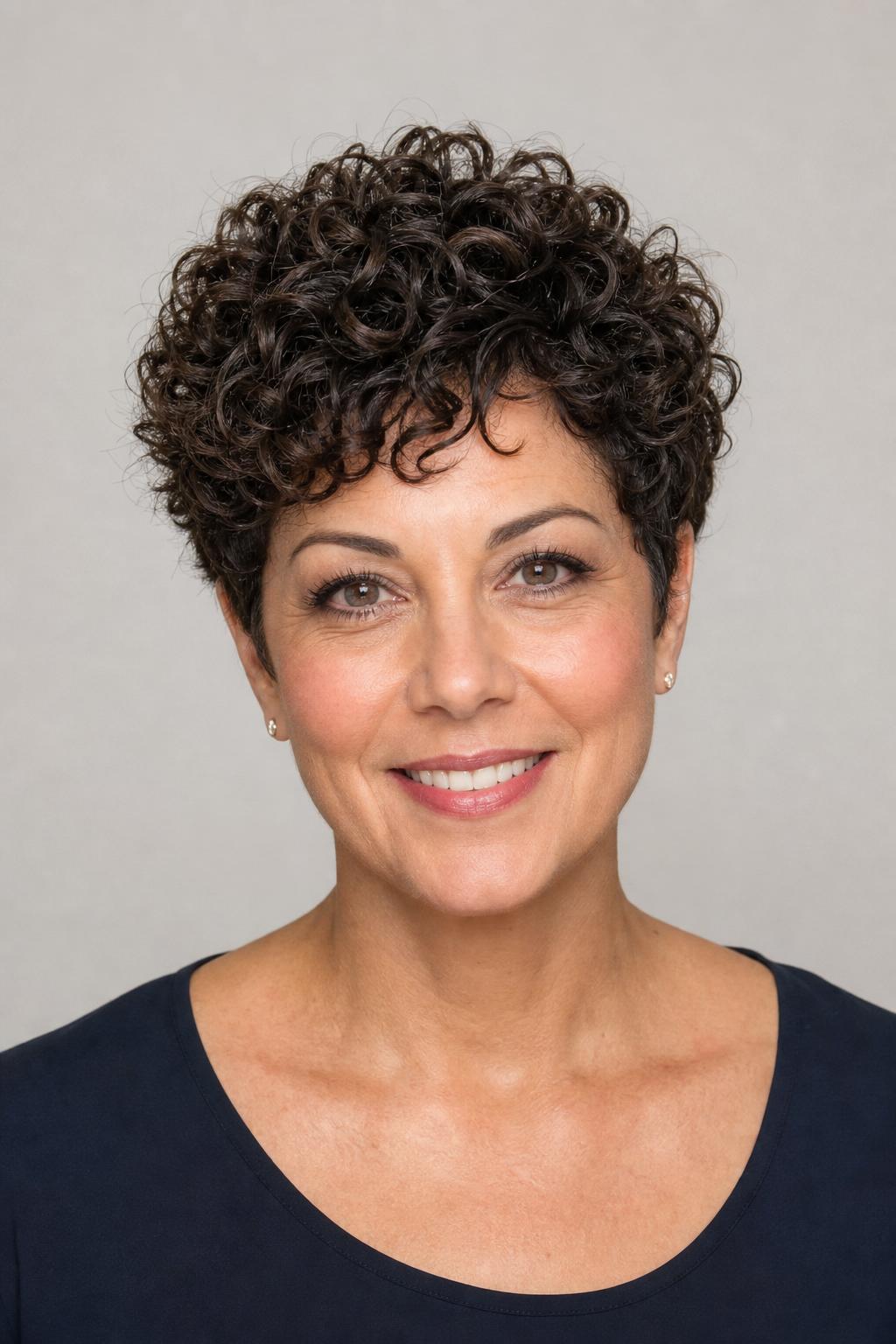 Sculpted 3B Curly Pixie with a Clean Defined Perimeter and Free Curls