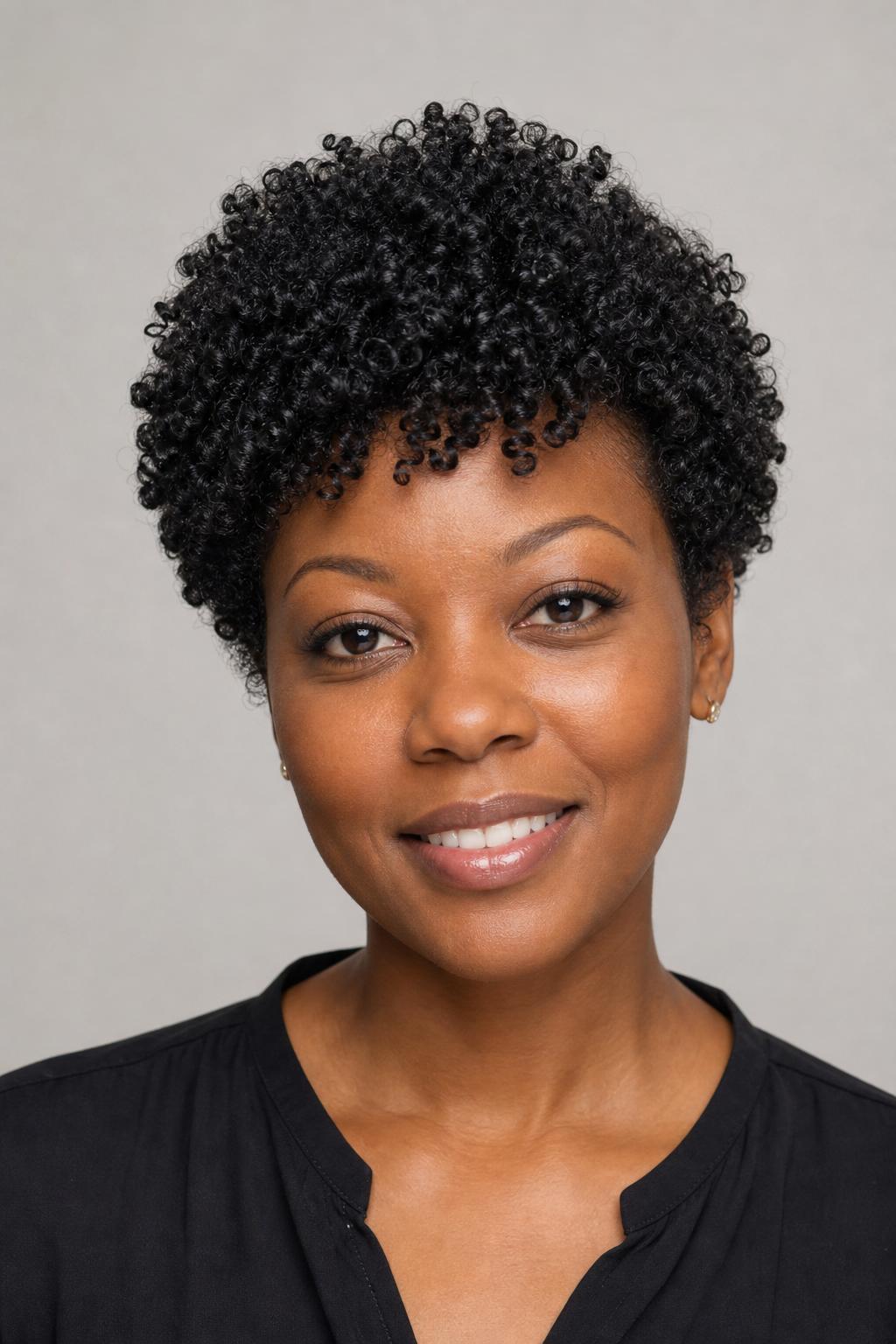 Cropped 3C Curly Pixie with Layered Tight Corkscrew Coils