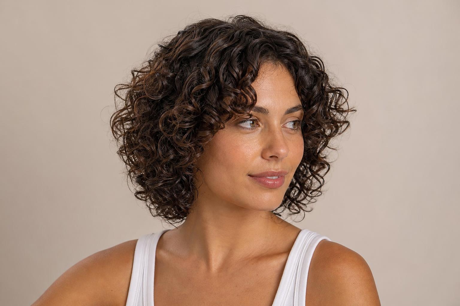 Curtain Bangs Cut Longer for Shrinkage on Curly Hair with Soft Movement at the Ends