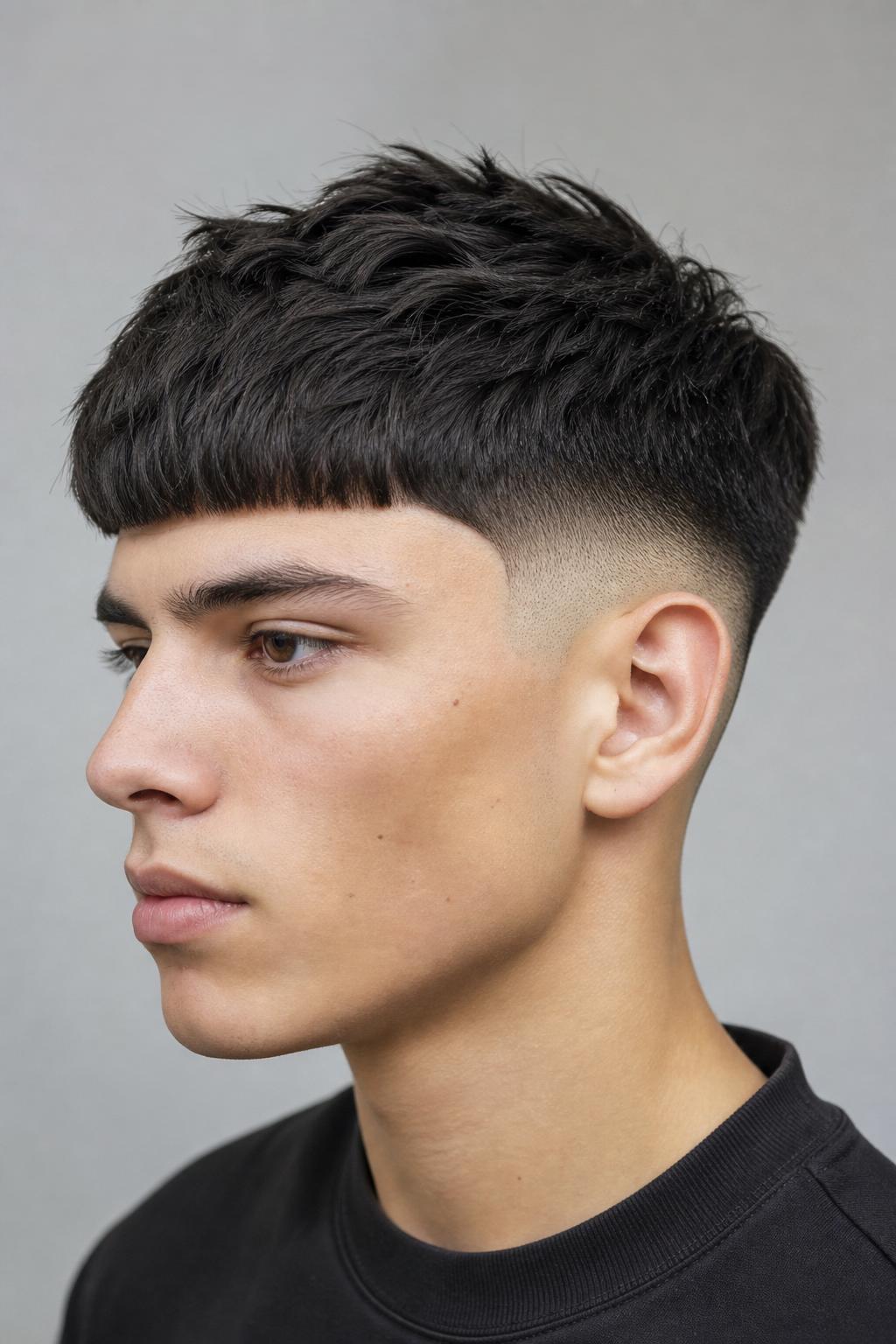 Young Man With an Edgar Cut and a Disconnected Undercut