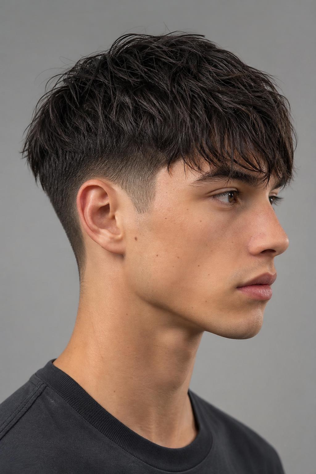 Young Man With Fine Thin Hair in a Softly Textured Edgar Cut