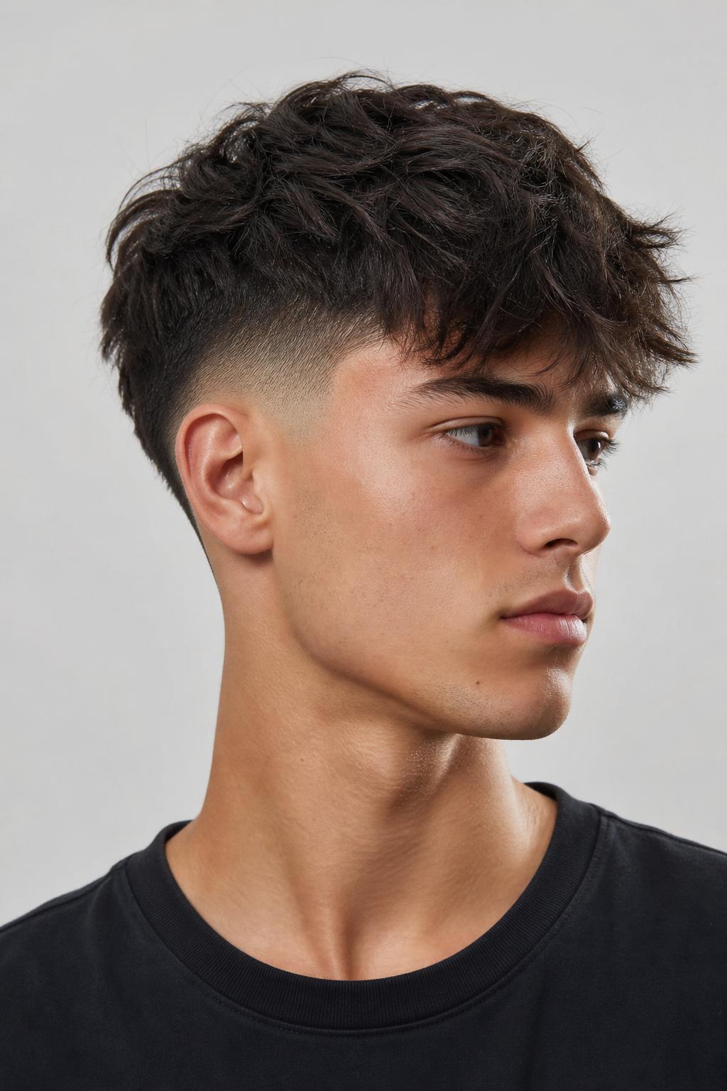 Young Man With a Fluffy Edgar Cut and a High Fade