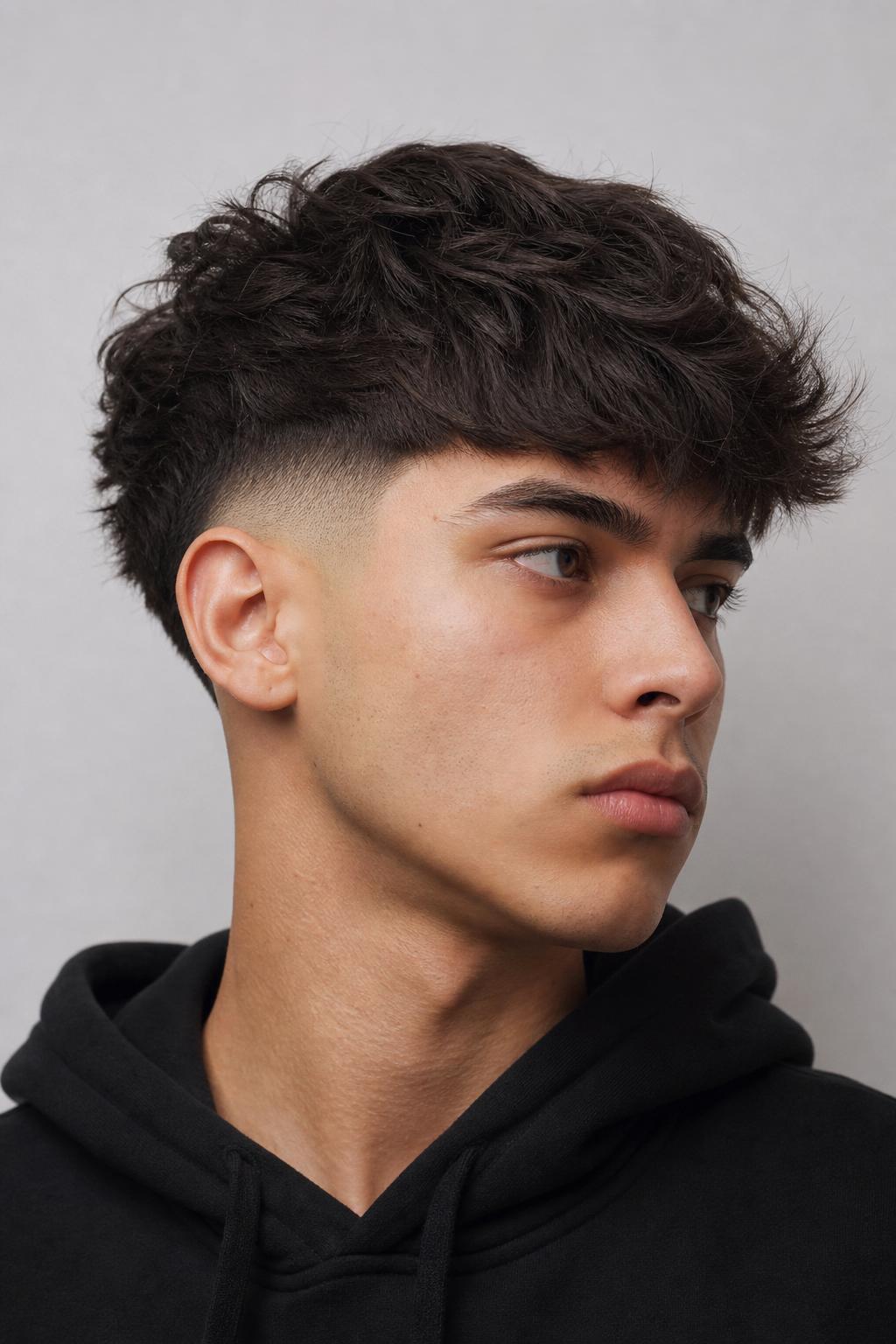 Young Man With a Fluffy Edgar Cut and a Mid Skin Fade