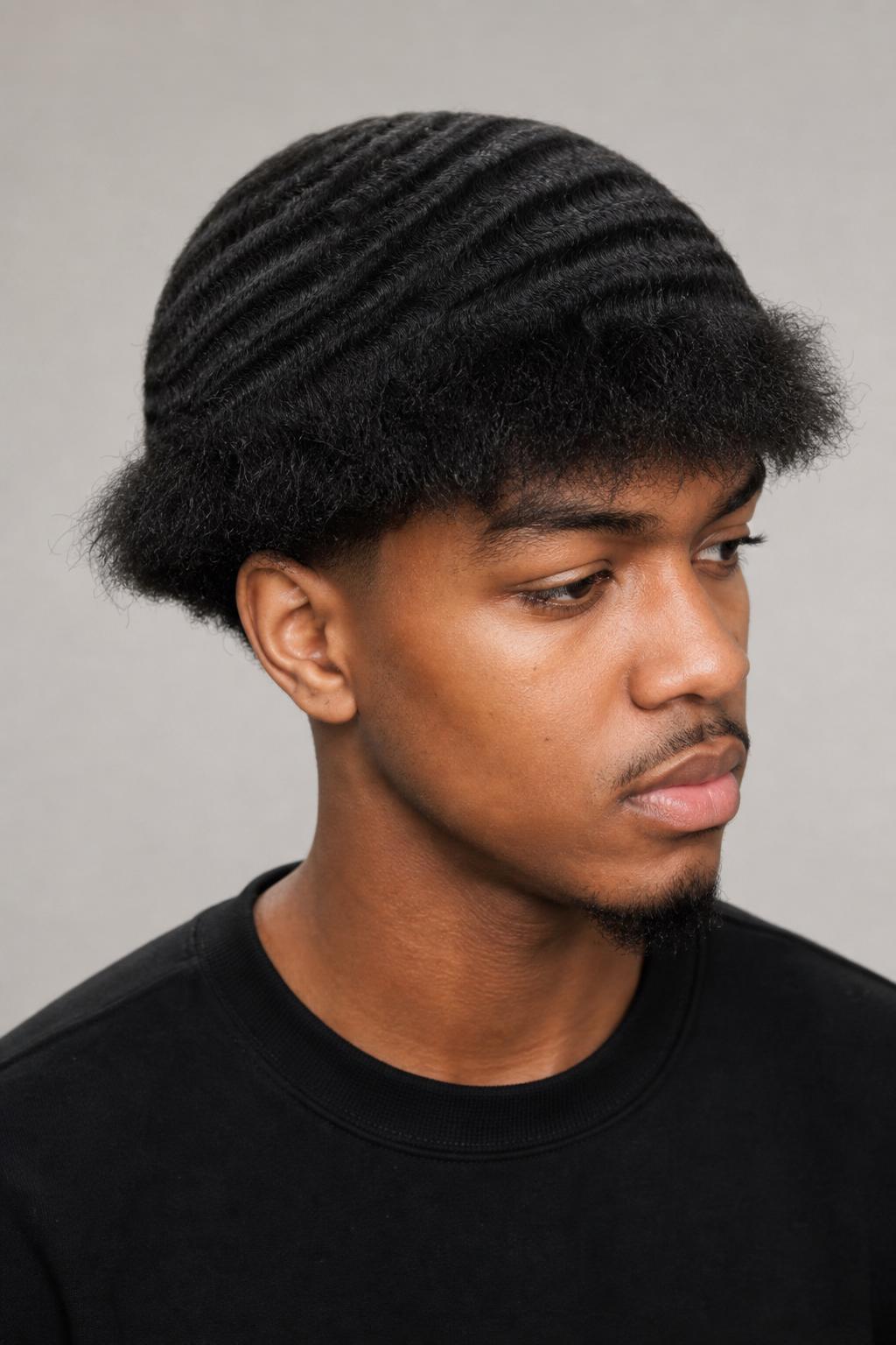 Young Man With a Fluffy Edgar Cut and Textured 360 Waves