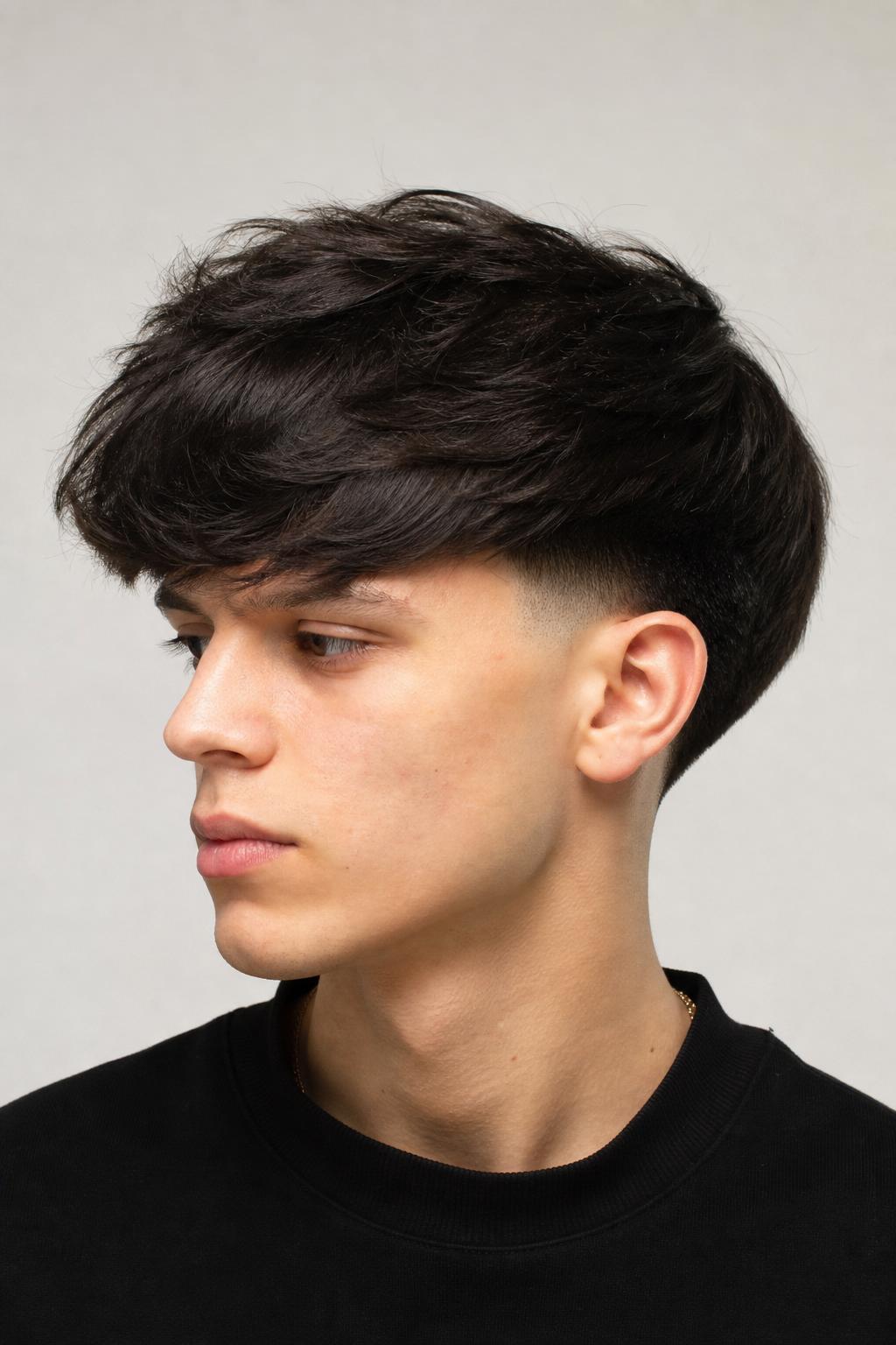 Young Man With a Longer Edgar Lob and Extra Length on Top