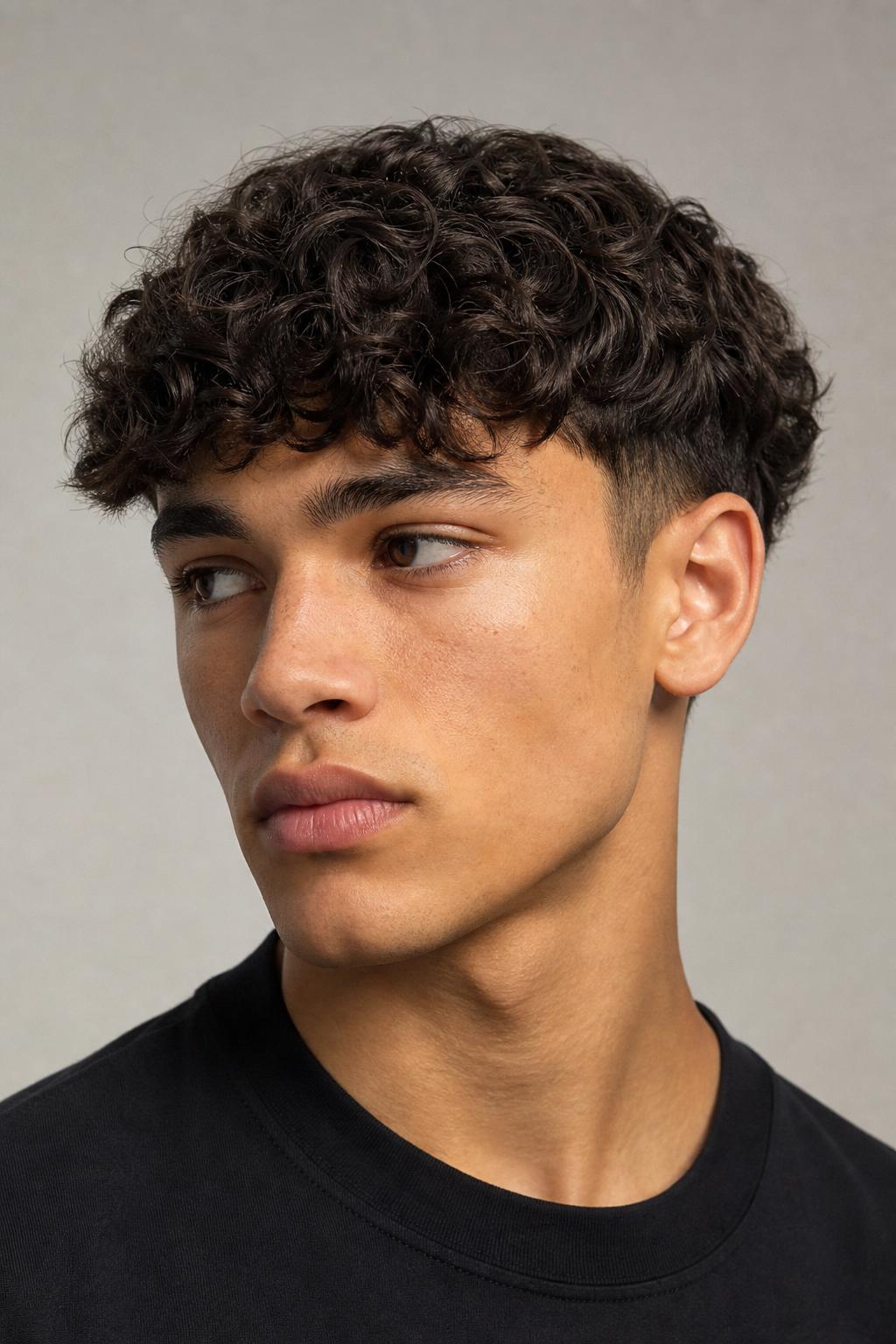 Young Mixed-Race Man With Loose Curly Hair in an Edgar Cut