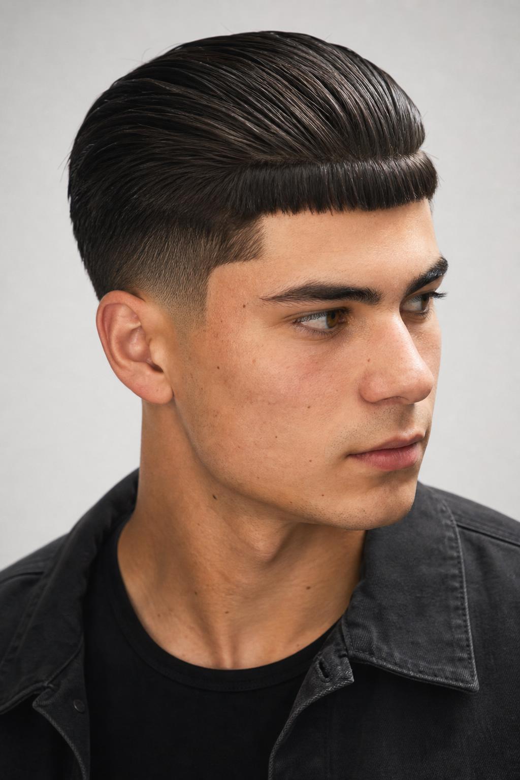Young Man With a Slicked-Back Glossy Edgar Cut