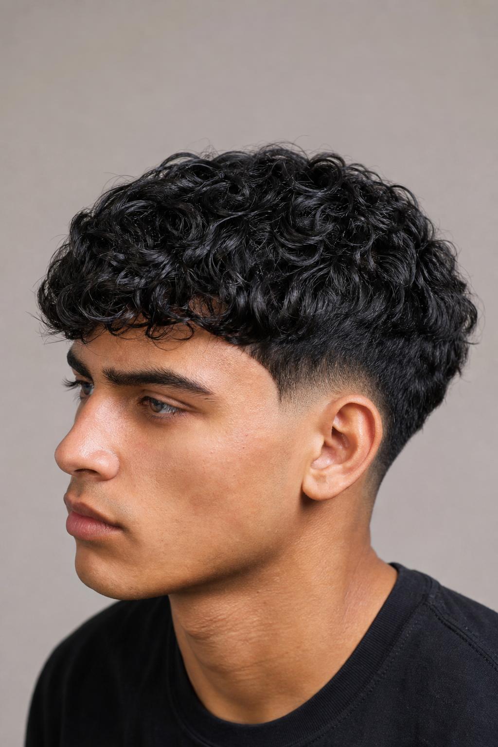 Young Man With Naturally Wavy Coily Hair in an Edgar Cut