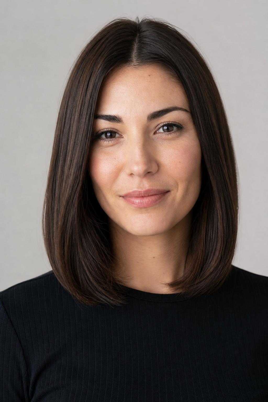 Glossy Espresso Brunette on Fine Straight Hair Creating the Illusion of Density