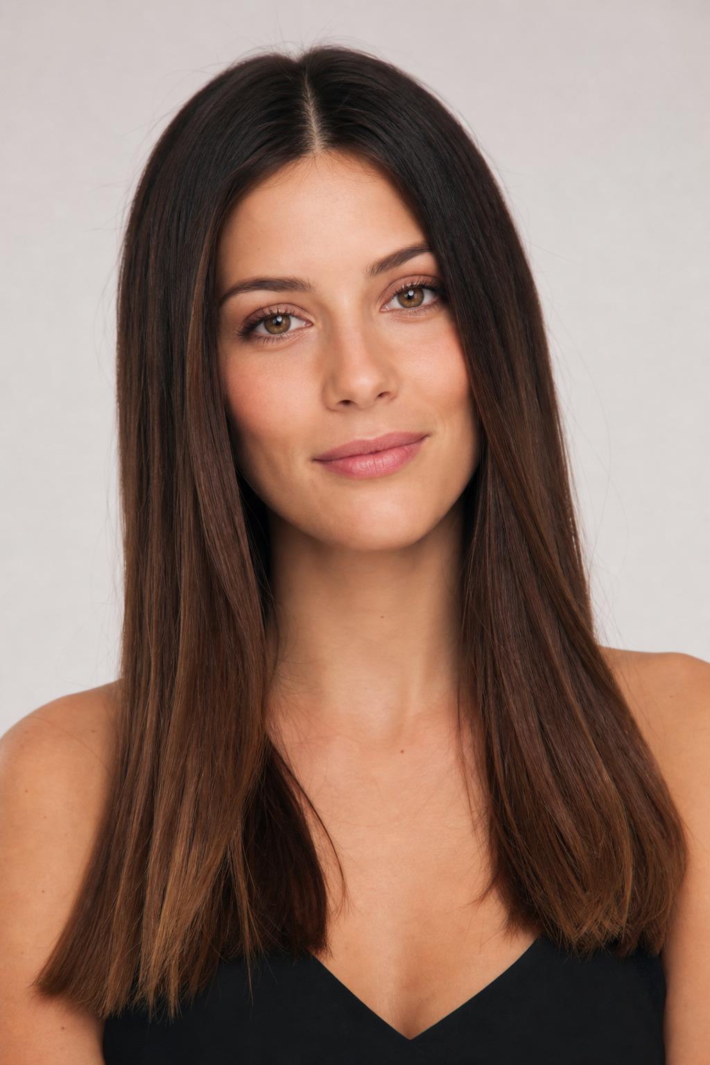 Espresso Root Melt Blending a Dark Crown into Warmer Chestnut Ends on Long Hair
