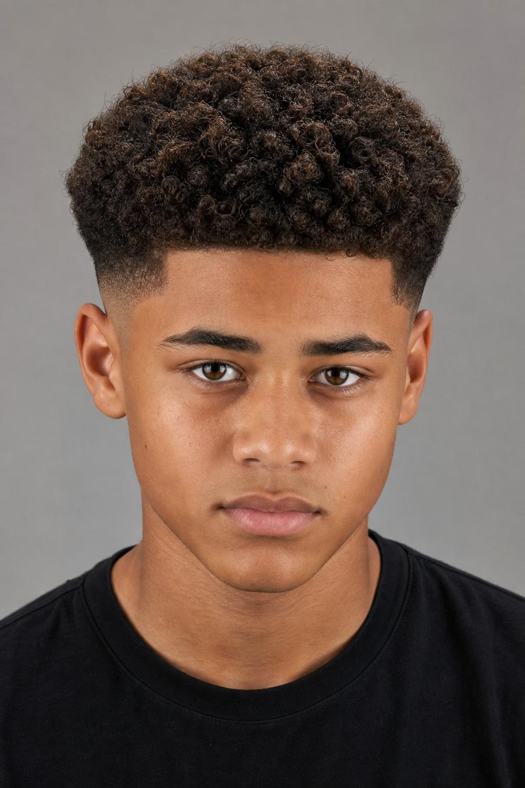 Broccoli Cut with a Rounded Curly Top and Faded Sides on a Boy
