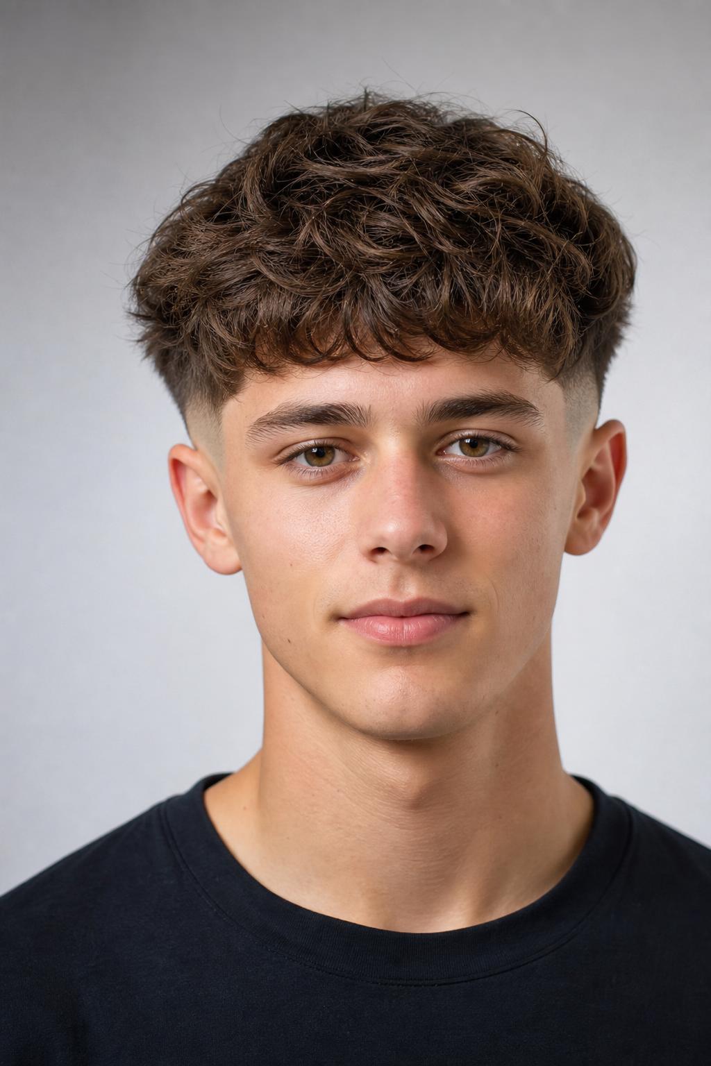 Fluffy Hair with a Soft Burst Fade Around the Ear on a Teen