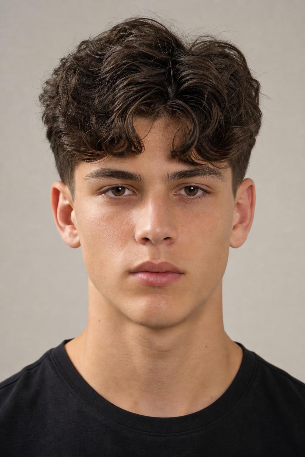 Fluffy Comma Hair with Soft Curved Fringe on a Teen Boy