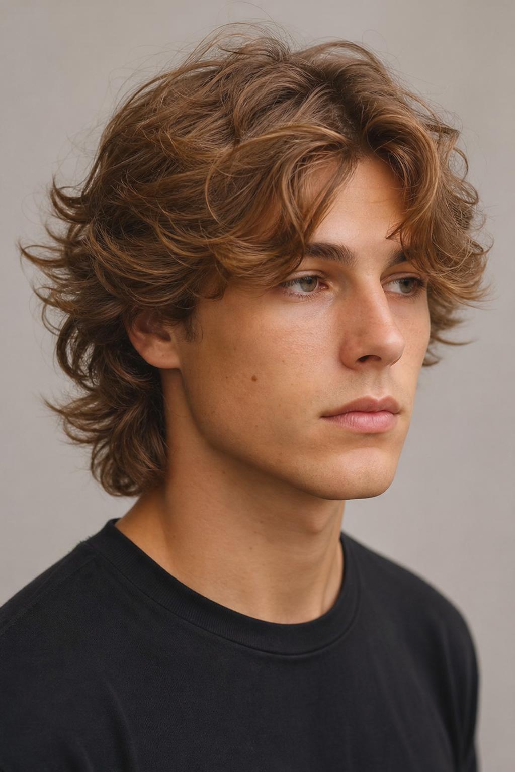 Long Fluffy Hair with Shaggy Movement on a Young Man