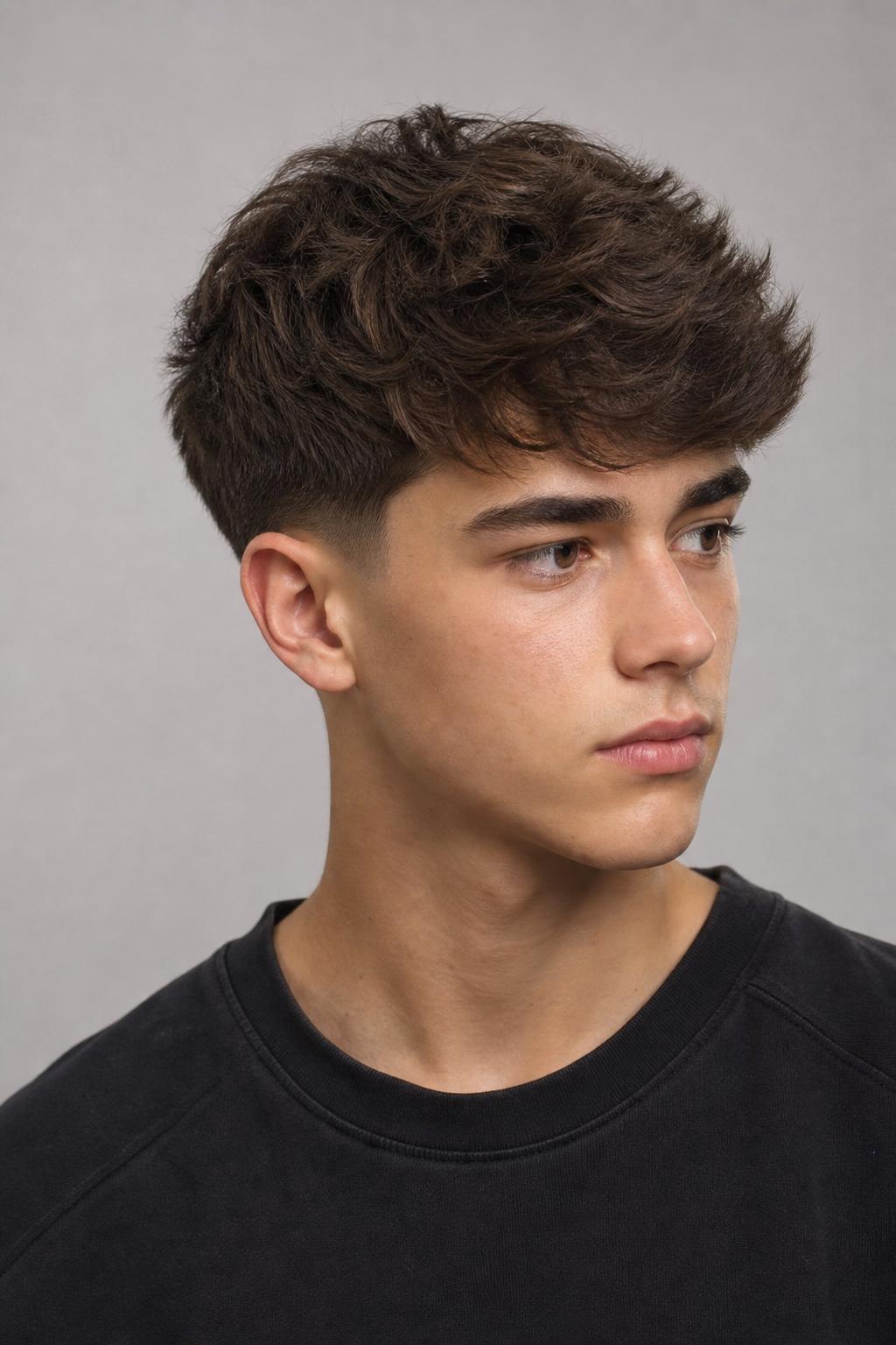 Fluffy Top with a Clean Low Taper on a Teen Boy