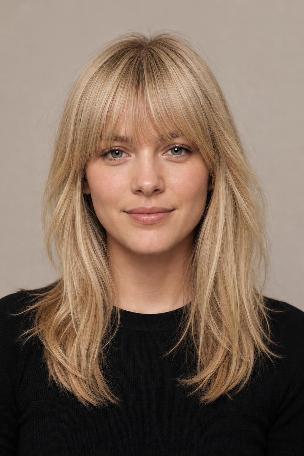 Full-Looking French Fringe with Light Feathering on Fine Light Blonde Hair
