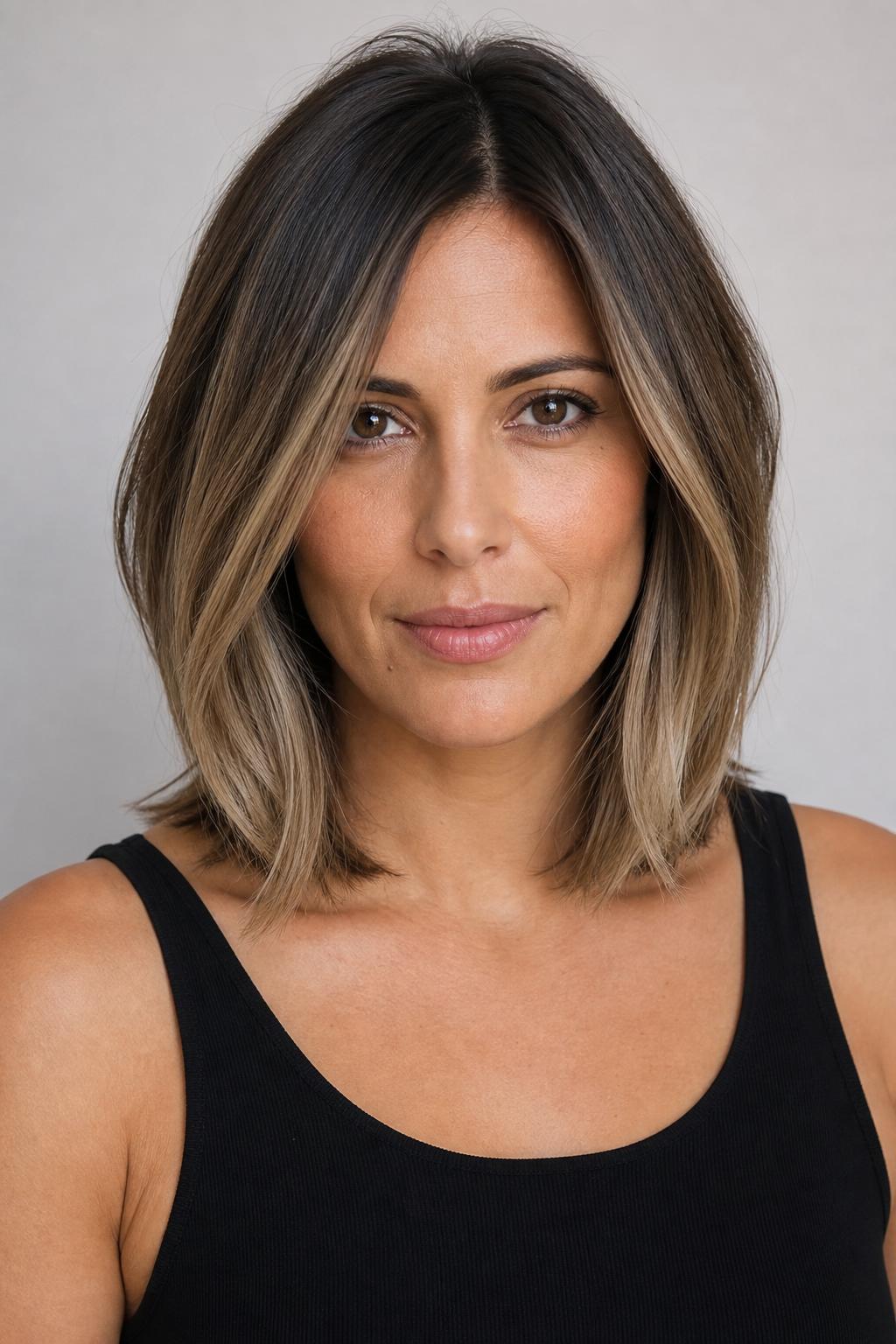 Frosted Espresso Hair with Soft-Rooted Ash-Blonde Teasylights