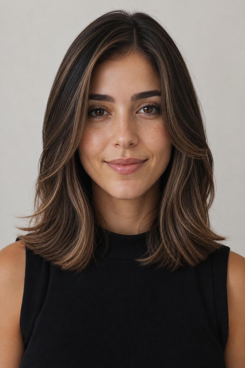 Espresso Hair with Cool Cappuccino Babylights Adding Dimension to Fine Strands