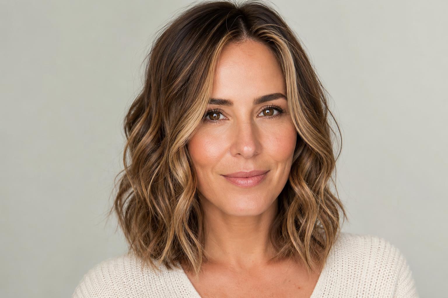 Foiled Blonde Highlights Woven Through Medium Brown Hair for Dimension