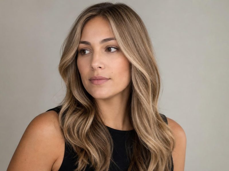 Honey Beige Blonde Hair with Soft Warm-Neutral Dimension on Long Loose Waves