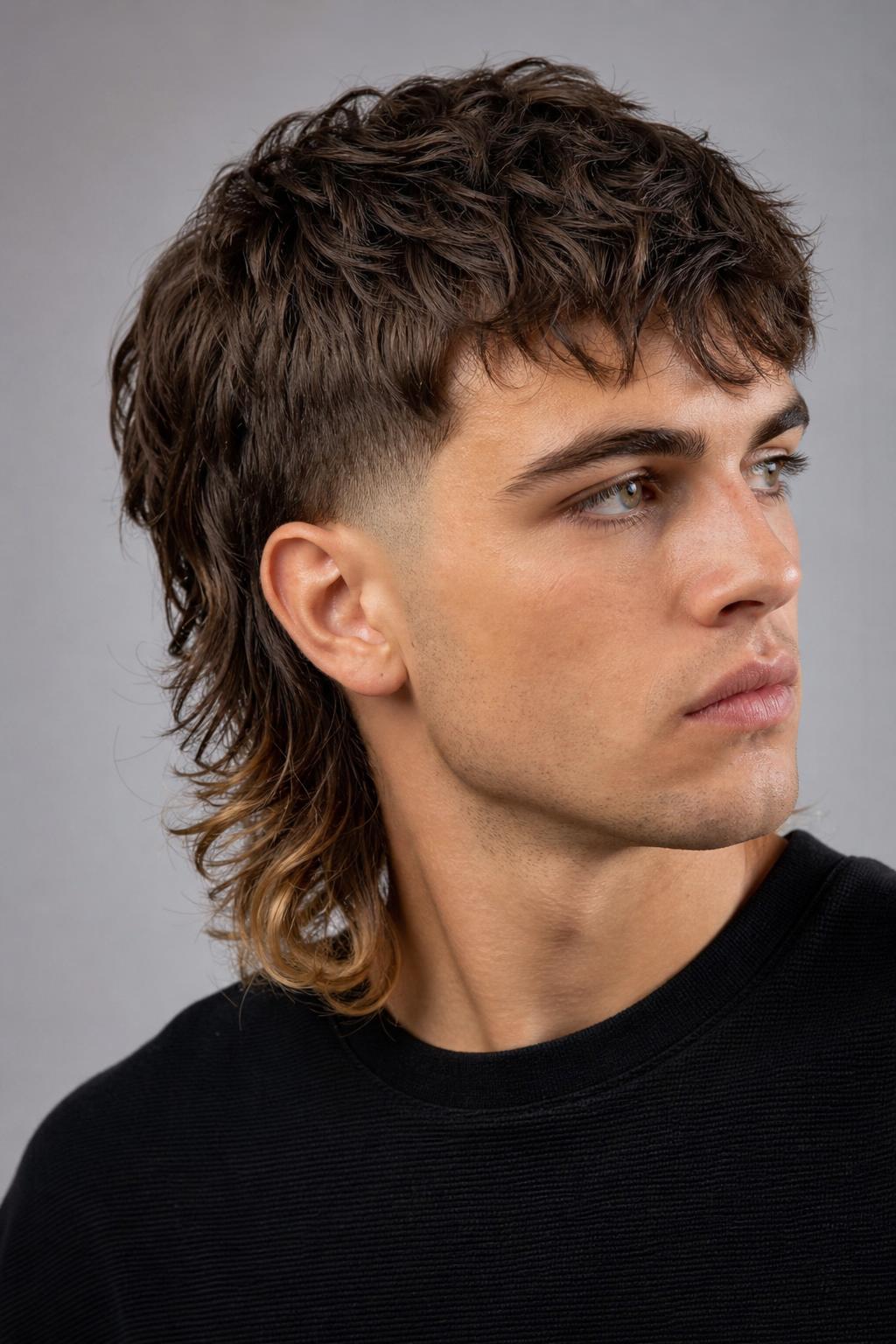 Modern Mullet with Lightened Back Tips