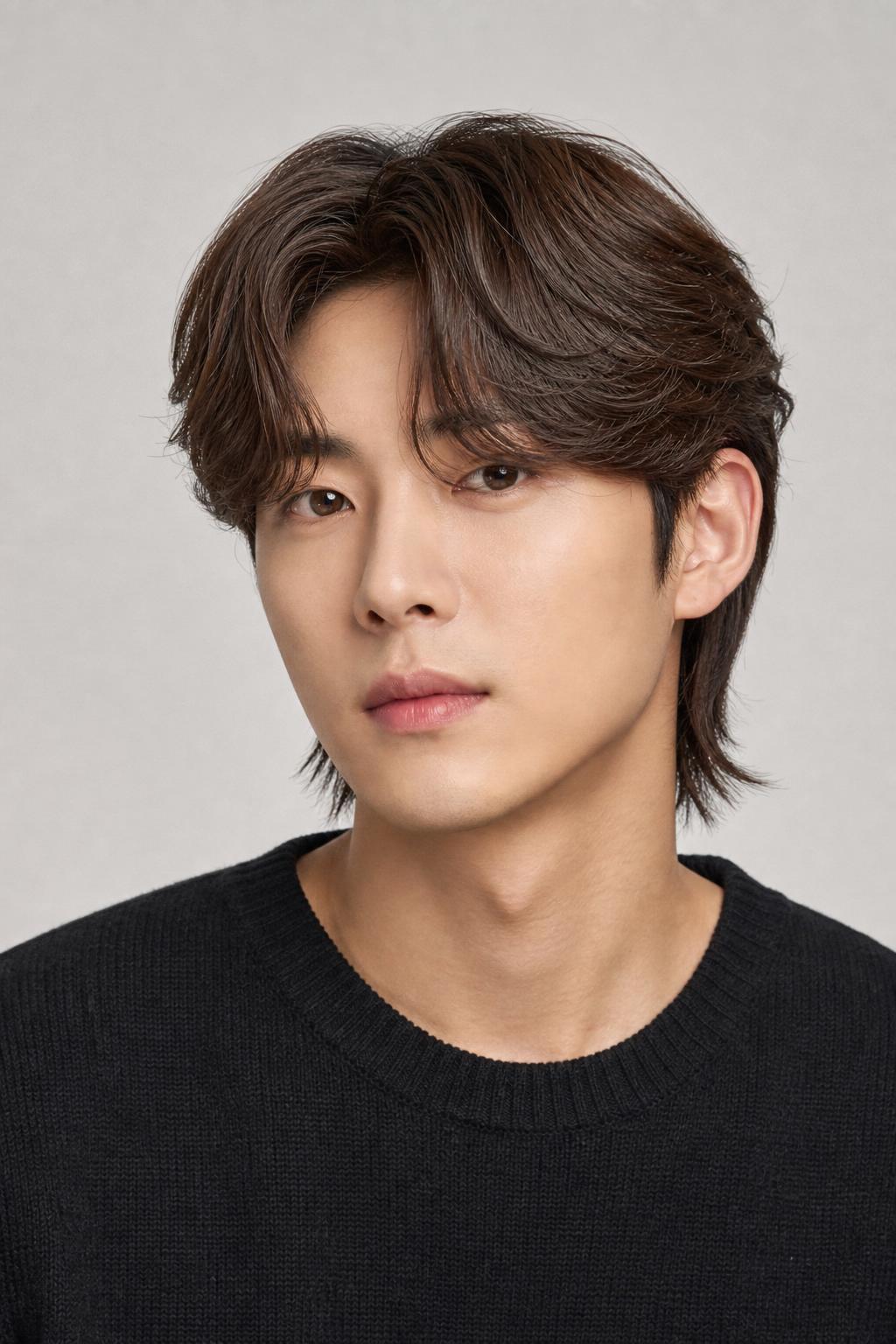 Curtain Mullet with a Center-Parted Fringe