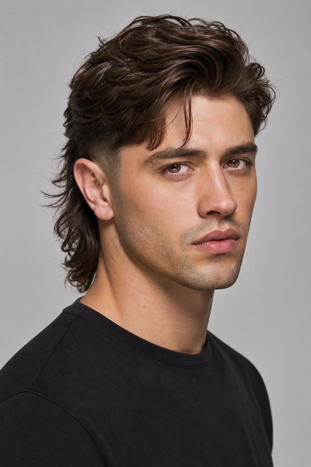 Modern Mullet with a Loose Side Part
