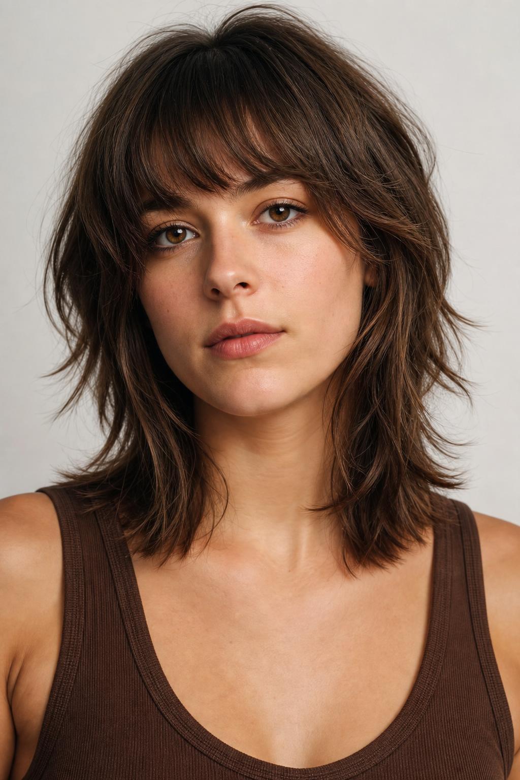 Grown-Out Octopus Haircut at Collarbone with Softened Disconnection and Blended Layers