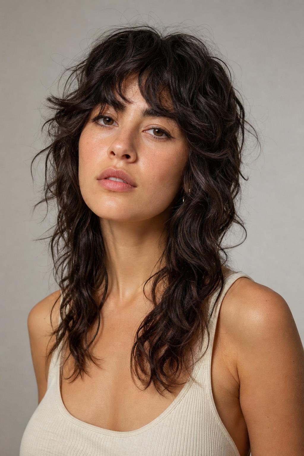 Hip-Length Octopus Haircut on Naturally Wavy Hair with Piece-y Crown and Open S-Wave Lengths