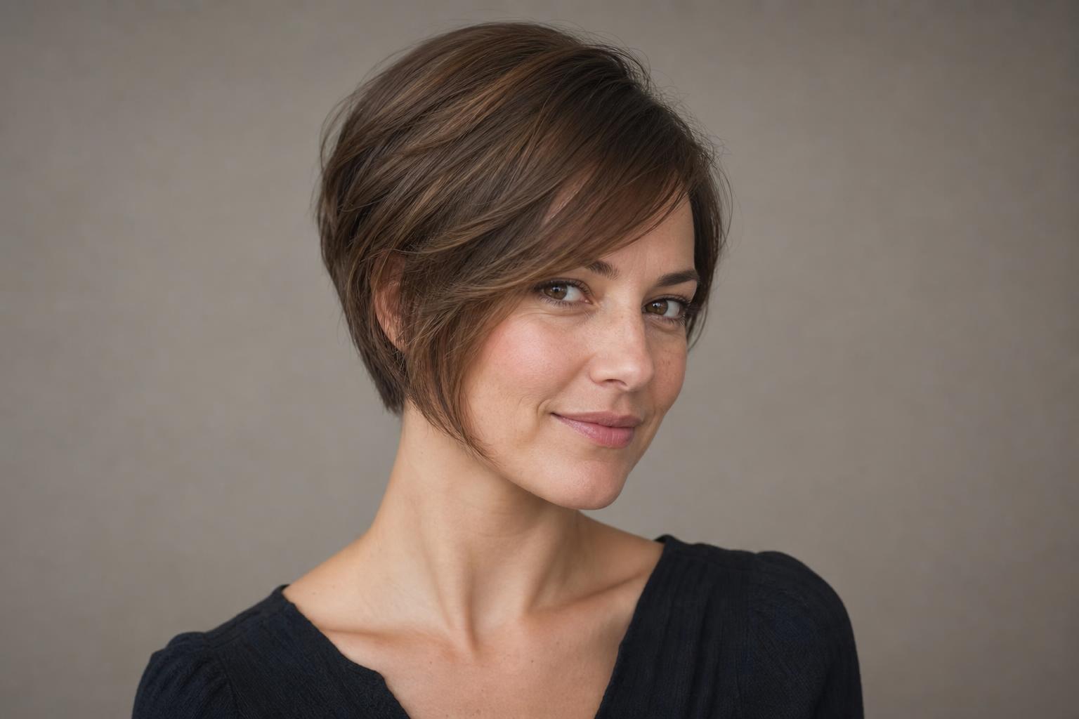 Pixie Bob and Bixie Compared with a Soft Jaw-Length Crop on Brown Hair