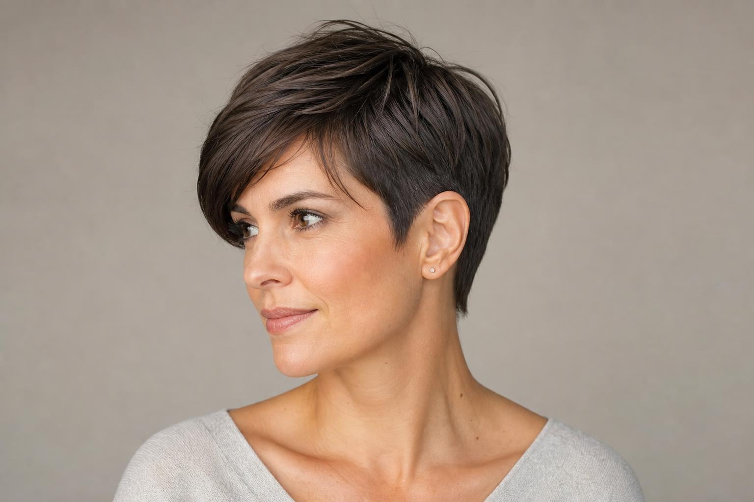 Pixie Cut Maintenance with a Sharp Tapered Short Cut on Dark Hair Pixie Cut Maintenance with a Sharp Tapered Short Cut on Dark Hair