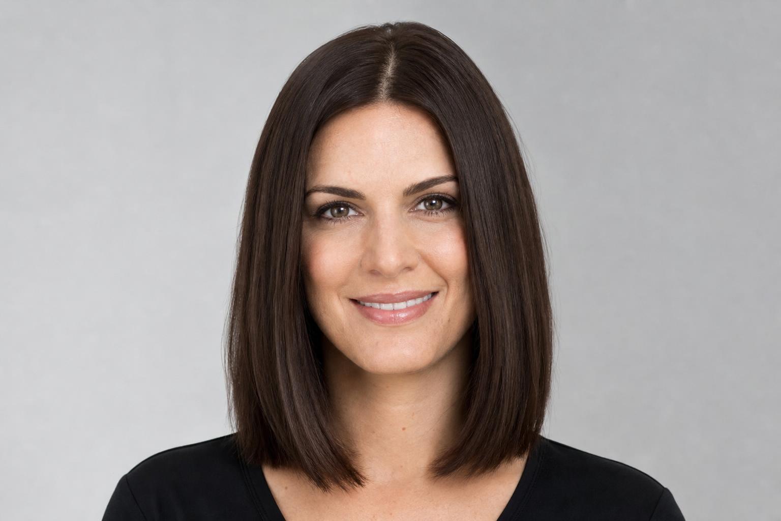 Even All-Over Single Process Brunette Color with Glossy Finish on Straight Hair