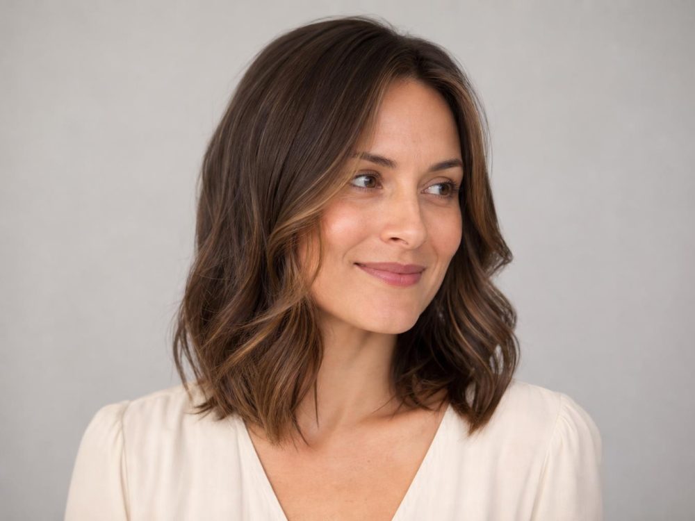 Single Process Color and Highlights Compared on Medium Brown Hair with Warm Dimension