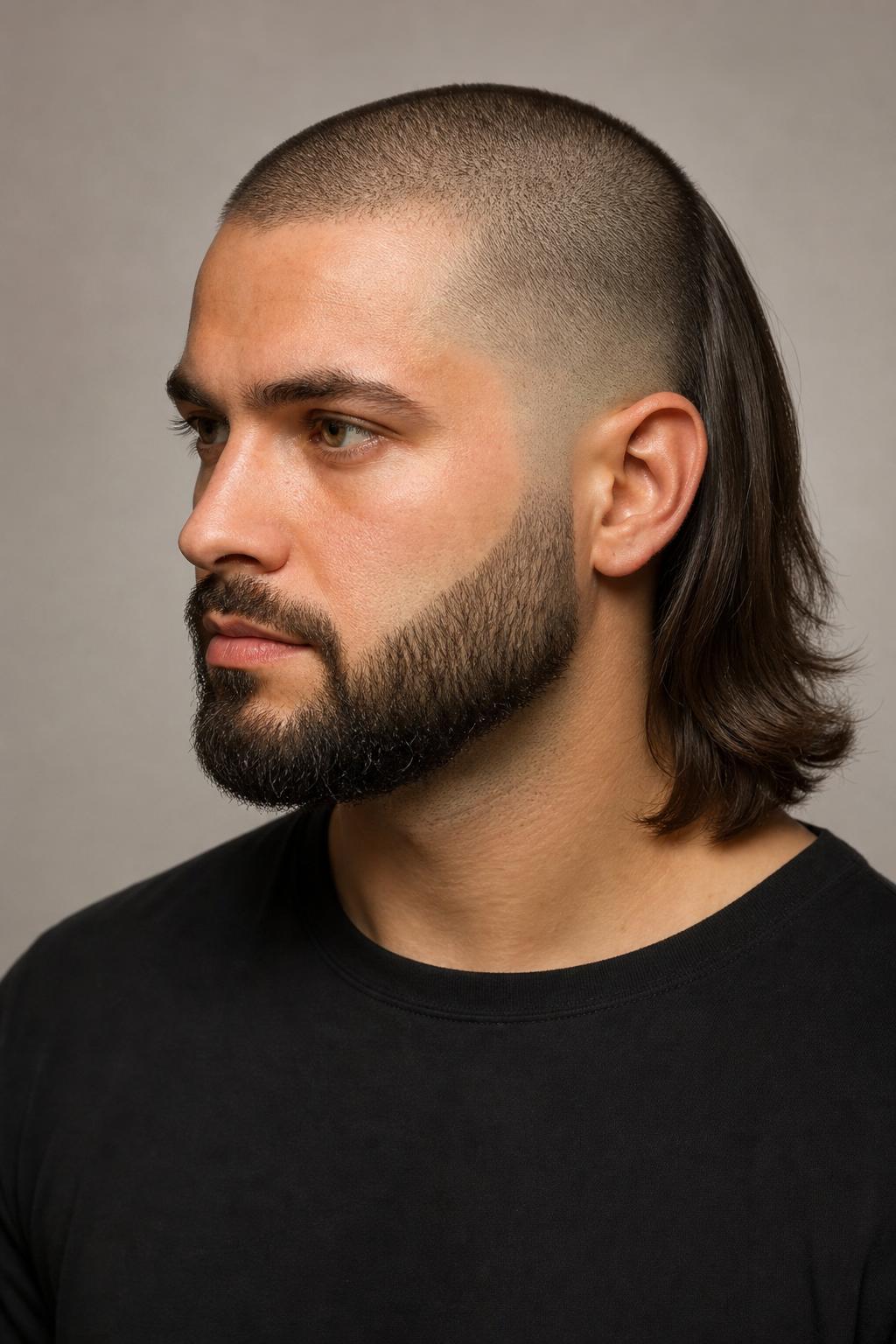Skullet with the Fade Connected into a Full Beard