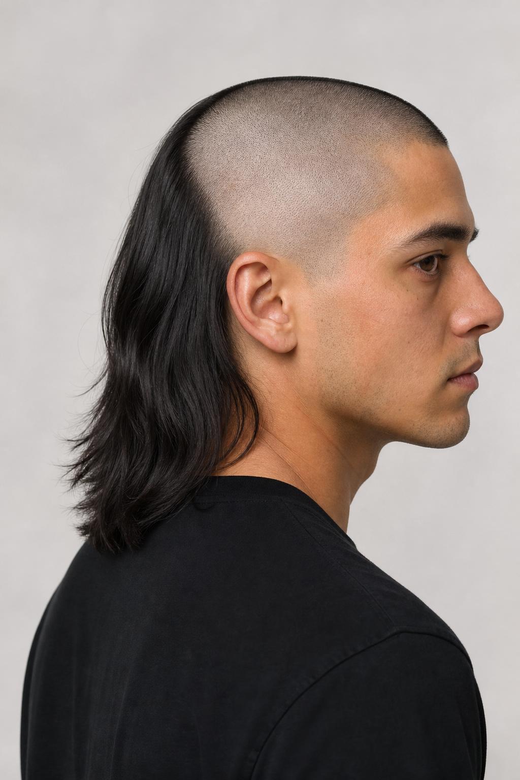 High Skin Fade Skullet with a Long Straight Back