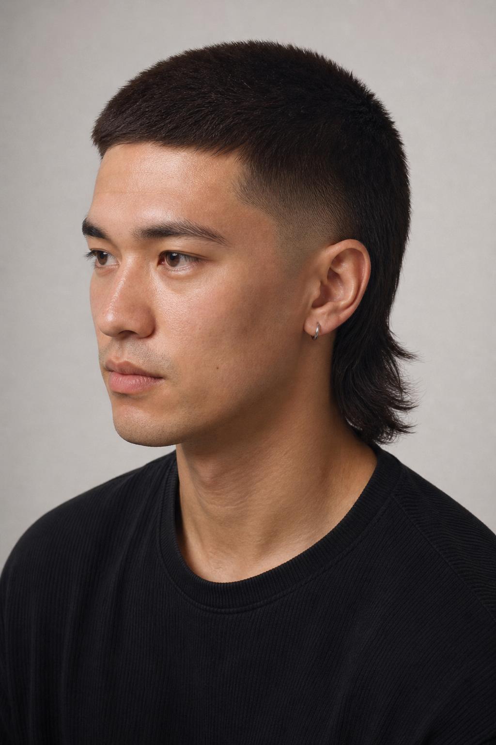 Mid Fade Skullet with a Blunt Collar-Length Back